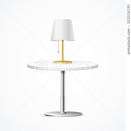 Realistic Detailed 3d Desk Lamp on a Round Table. Vector Realistic Detailed 3d Desk Lamp on a Round Table. Vector 101016195