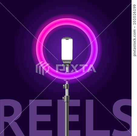 Realistic Detailed 3d Led Ring Lamp Reels Concept. Vector 101016199