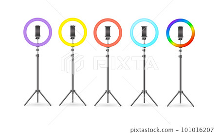 Realistic Detailed 3d Different Led Ring Lamp Set. Vector 101016207