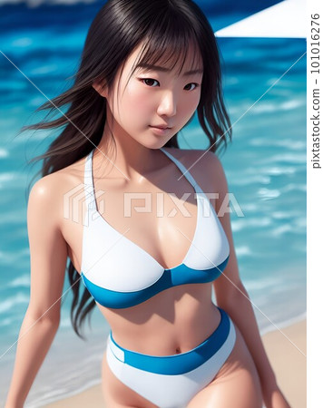 woman in white bikini in the sea woman in white bikini in the sea 101016276