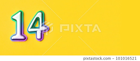 14 years celebration. Greeting banner. 101016521