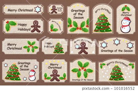 聖誕節☆插圖素材聖誕節糖衣曲奇套裝米色框架色差/差異 101016552