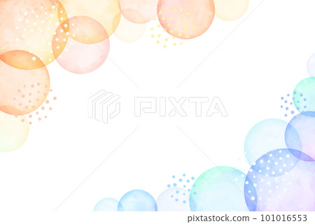 水彩風格角框素材矢量圖頂部和底部彩色圓點集 101016553