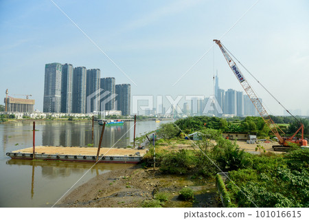 Scenery of construction sites and skyscrapers under construction in Ho Chi Minh City, Vietnam 101016615