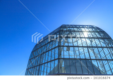 Glass dome and blue sky at Kasai Sea Life Park 101016874