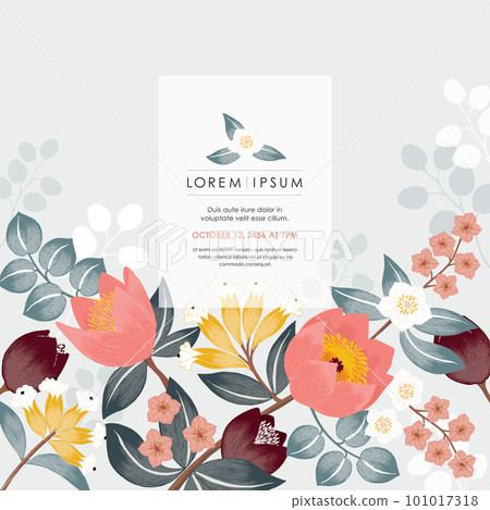 Vector illustration of a floral frame decorated with April flowers. Vector illustration of a floral frame decorated with April flowers. 101017318