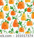Cute cartoon pumpkin seamless pattern, illustration 101017374