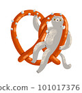 Funny cat character with salted pretzel 101017376