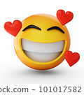 3D Rendering falling in love emoji isolated on white background 101017582