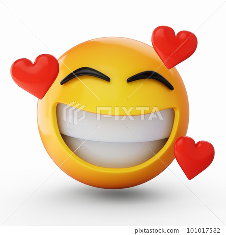 3D Rendering falling in love emoji isolated on white background 101017582