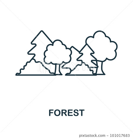 Forest line icon. Monochrome simple Forest outline icon for templates, web design and infographics Forest line icon. Monochrome simple Forest outline icon for templates, web design and infographics 101017683