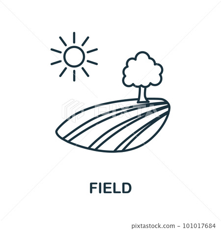 Field line icon. Monochrome simple Field outline icon for templates, web design and infographics Field line icon. Monochrome simple Field outline icon for templates, web design and infographics 101017684