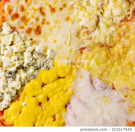 different types of cheese on a big pizza different types of cheese on a big pizza 101017948