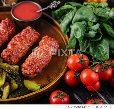 Meat rolls mititei or mici traditional romanian food 101018307