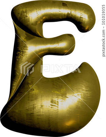 Shiny gold balloon metallic letter E capital. 101019355