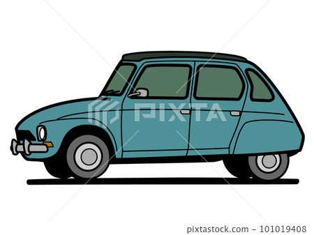 French compact old car blue car illustration French compact old car blue car illustration 101019408