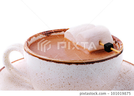 Cup of hot cocoa with marchmallows 101019875