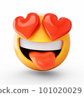 3D Rendering falling in love emoji isolated on white background 101020029