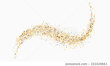 Gold glitter wave abstract wavy design element, golden sparkles on white background, design template. Gold glitter wave abstract wavy design element, golden sparkles on white background, design template. 101020661