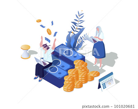 Easy loan concept 3d isometric web scene. People get instant personal bank loan and using special financial credit program for secure finance investment. Vector illustration in isometry graphic design Easy loan concept 3d isometric web scene. People get instant personal bank loan and using special financial credit program for secure finance investment. Vector illustration in isometry graphic design 101020681