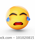 3D Rendering crying emoji isolated on white background 101020815