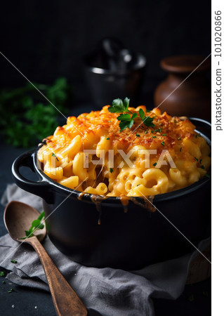 Mac and cheese. Classic American rustic mac and cheese. Golden baked macaroni with cheddar Mac and cheese. Classic American rustic mac and cheese. Golden baked macaroni with cheddar 101020866