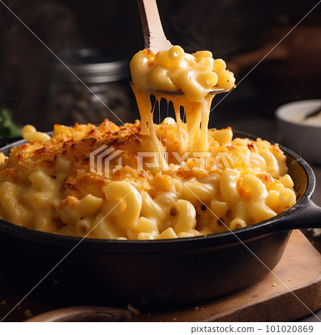 Mac and cheese. Classic American rustic mac and cheese. Golden baked macaroni with cheddar Mac and cheese. Classic American rustic mac and cheese. Golden baked macaroni with cheddar 101020869