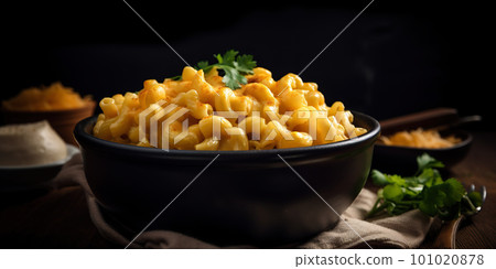 Mac and cheese. Classic American rustic mac and cheese. Golden baked macaroni with cheddar Mac and cheese. Classic American rustic mac and cheese. Golden baked macaroni with cheddar 101020878