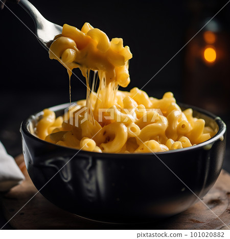 Mac and cheese. Classic American rustic mac and cheese. Golden baked macaroni with cheddar 101020882