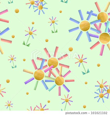 Watercolor seamless pattern of flowers built from wooden bricks. Hand painted illustration isolated on green background. For print, poster, wallpaper, wrapping, fabric, textile, scrapbooking Watercolor seamless pattern of flowers built from wooden bricks. Hand painted illustration isolated on green background. For print, poster, wallpaper, wrapping, fabric, textile, scrapbooking 101021102