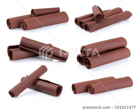 Set of Chocolate Tubes and Curls on white background 101021477