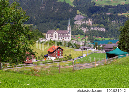 Lungern. Panorama. Old medieval village in the swiss alps. Lungern. Panorama. Old medieval village in the swiss alps. 101021942