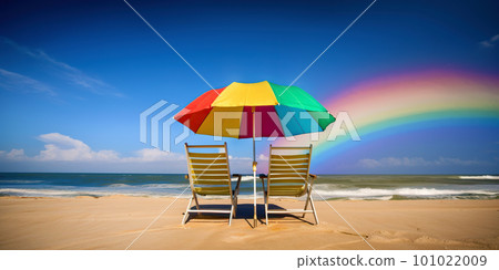 Beautiful beach banner. White sand, chairs and umbrella travel tourism wide panorama background concept. Amazing beach landscape Beautiful beach banner. White sand, chairs and umbrella travel tourism wide panorama background concept. Amazing beach landscape 101022009