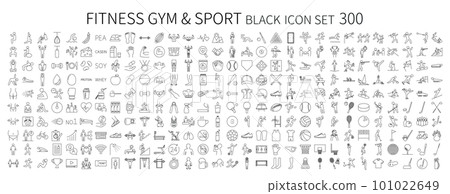 Fitness gym and sports related icon set 101022649