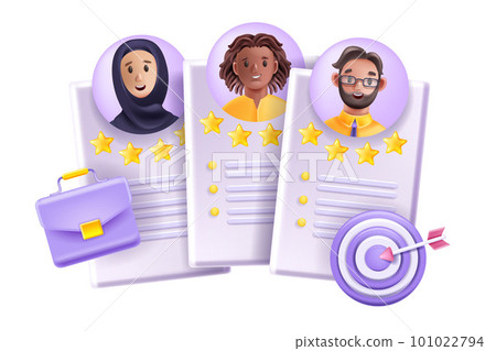 3D CV icon, vector job recruit headhunter concept 101022794