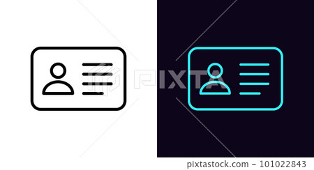 Outline ID card icon, with editable stroke. Personal ID card, driver license pictogram. National ID document, passport, identification identity, personal badge, work pass, verification. Outline ID card icon, with editable stroke. Personal ID card, driver license pictogram. National ID document, passport, identification identity, personal badge, work pass, verification. 101022843