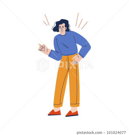Angry Woman Arguing Having Conflict with Somebody Vector Illustration Angry Woman Arguing Having Conflict with Somebody Vector Illustration 101024077