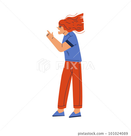 Angry Woman Arguing Having Conflict with Somebody Vector Illustration Angry Woman Arguing Having Conflict with Somebody Vector Illustration 101024089