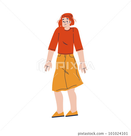 Crying Woman Victim Standing Expressing Strong Emotion Vector Illustration 101024101