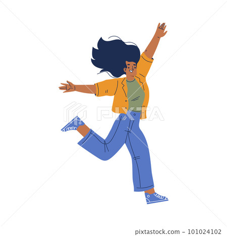 Positive Woman Character with Smiling Face Feeling Euphoric and in High Spirits Vector Illustration 101024102