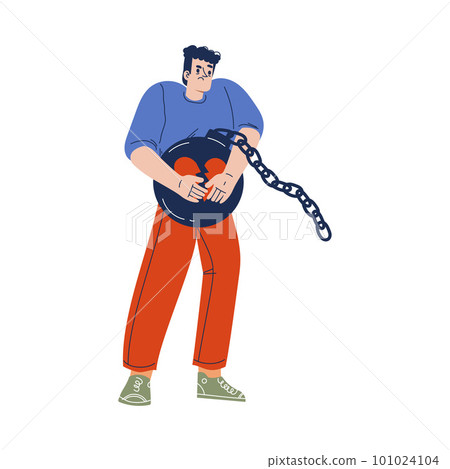 Man Manipulator and Aggressor with Chain and Ball Abusing and Insulting Vector Illustration Man Manipulator and Aggressor with Chain and Ball Abusing and Insulting Vector Illustration 101024104