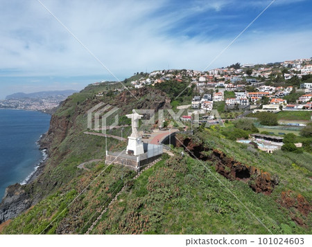 Madeira - Jesus Christ Statue at Garajau. Drone view Madeira - Jesus Christ Statue at Garajau. Drone view 101024603