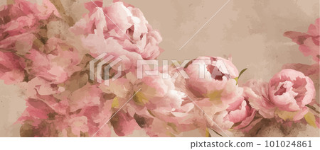 Floral seamless drawings rose flowers or peonies, hydrangeas. Pink flowers 101024861