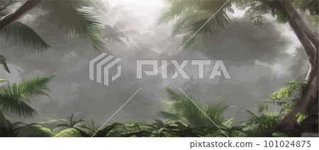 Palm leaves. Tropical seamless background. Graphic design with amazing palm 101024875