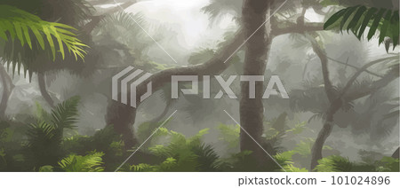 Palm leaves. Tropical seamless background. Graphic design with amazing palm 101024896