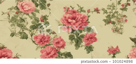 Vector floral banner with leaves and flowers roses or peonies. Elements Vector floral banner with leaves and flowers roses or peonies. Elements 101024898