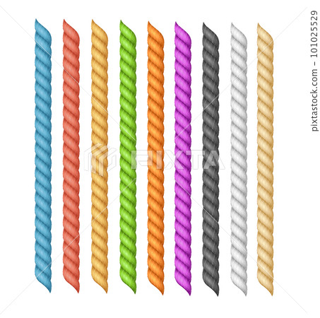 Realistic Detailed 3d Different Color Rope Set. Vector Realistic Detailed 3d Different Color Rope Set. Vector 101025529
