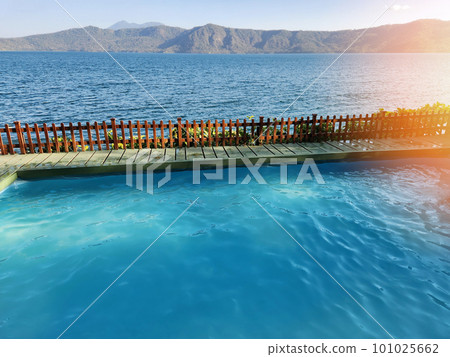 Pool with blue water 101025662