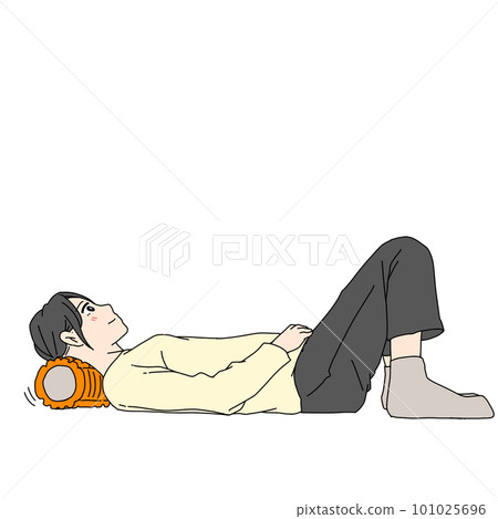 女人用泡沫軸放鬆脖子 女人用泡沫軸放鬆脖子 101025696