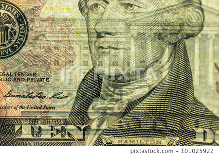 details of a genuine American 10 banknote details of a genuine American 10 banknote 101025922